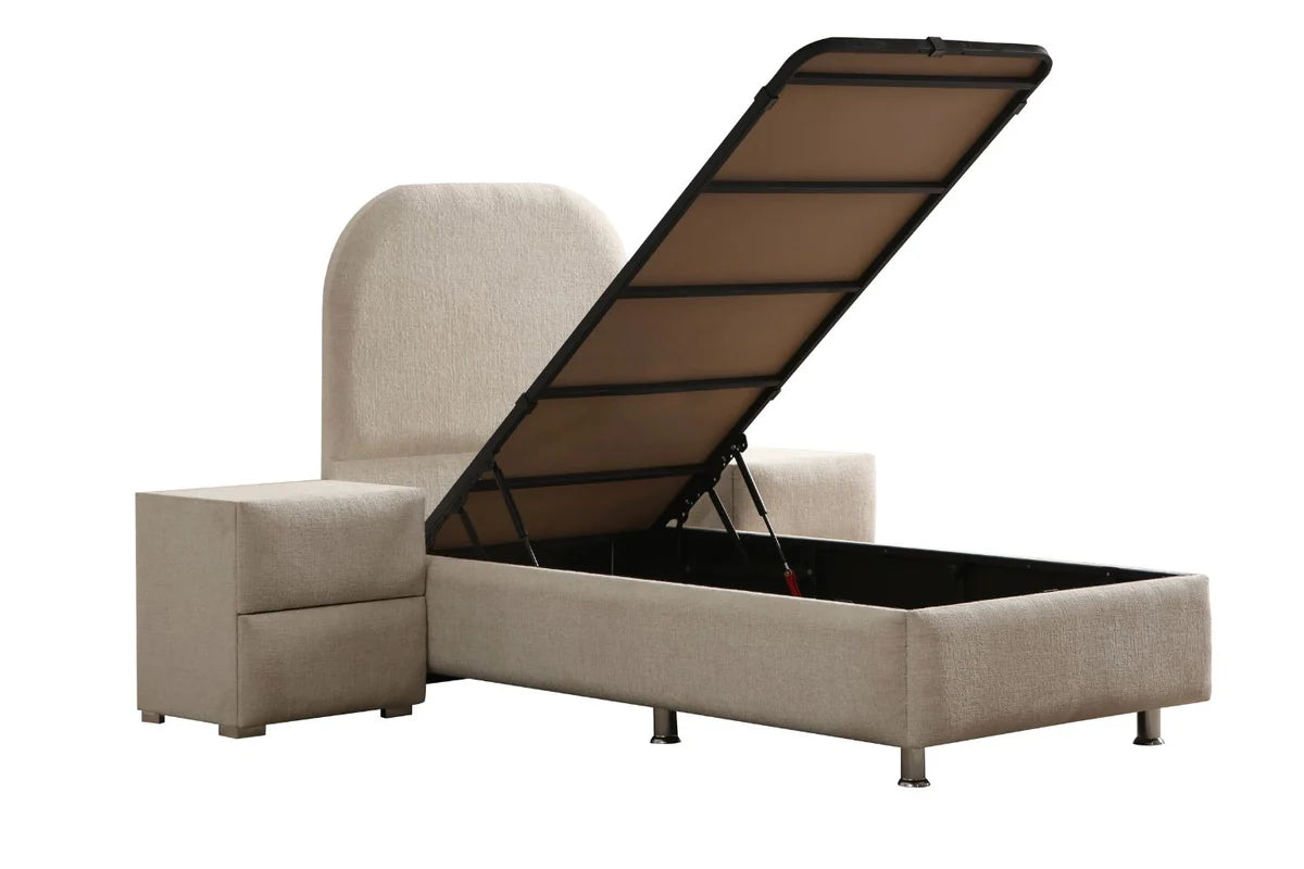 Lit Coffre JADE 90x190 - Tissu Chenille