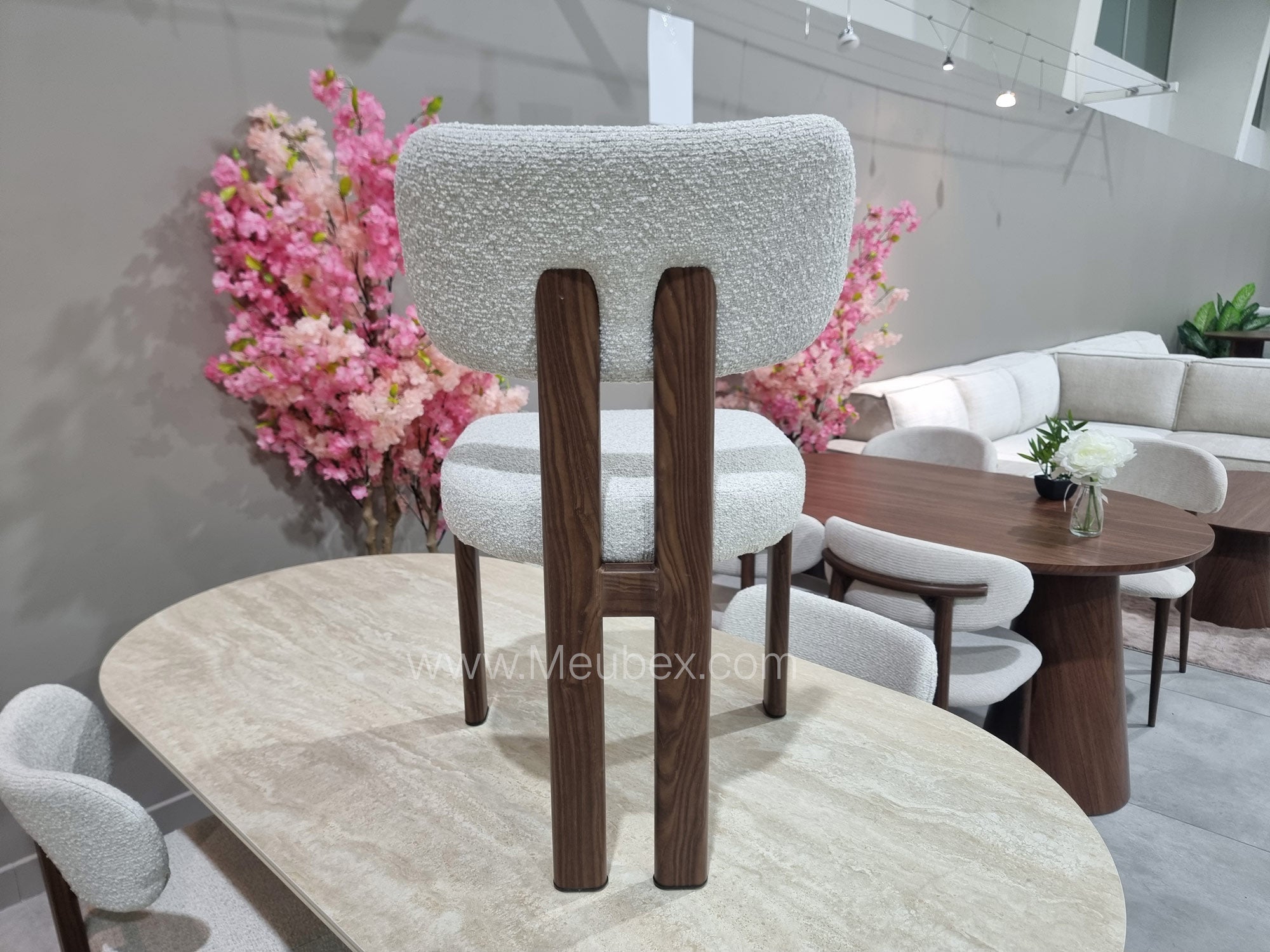 Ensemble Calypso Bicolor 180cm + 4 chaises Hera Noyer Chenille