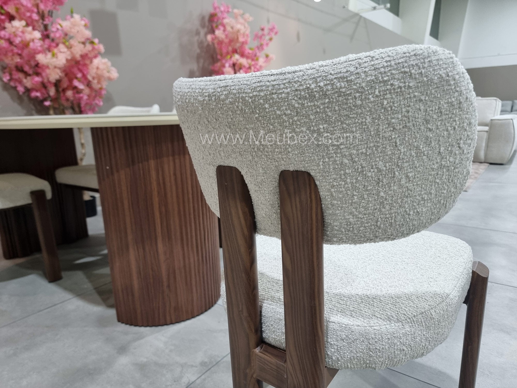 Ensemble Calypso Bicolor 180cm + 4 chaises Hera Noyer Chenille