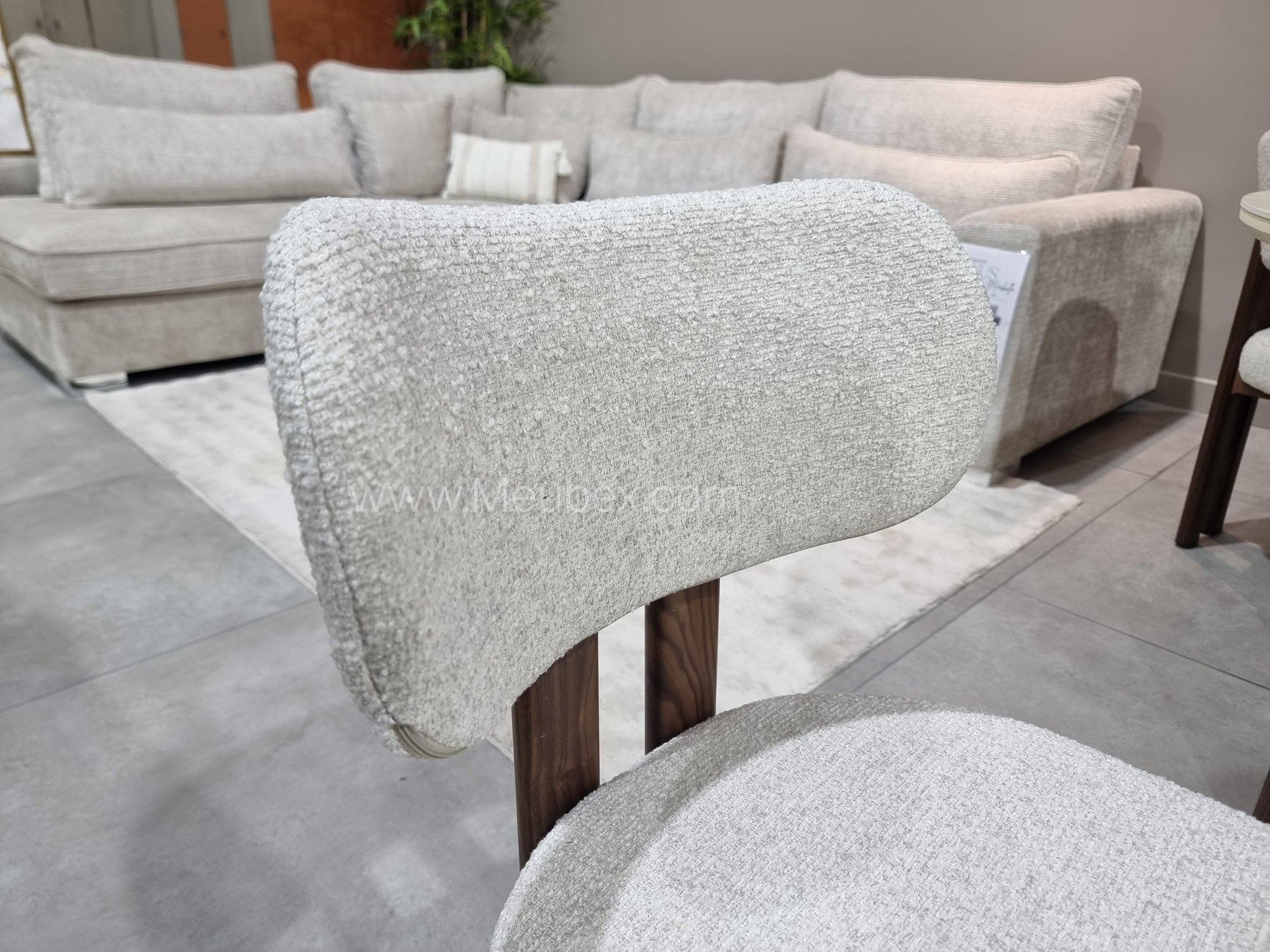 Ensemble Calypso Bicolor 180cm + 4 chaises Hera Noyer Chenille