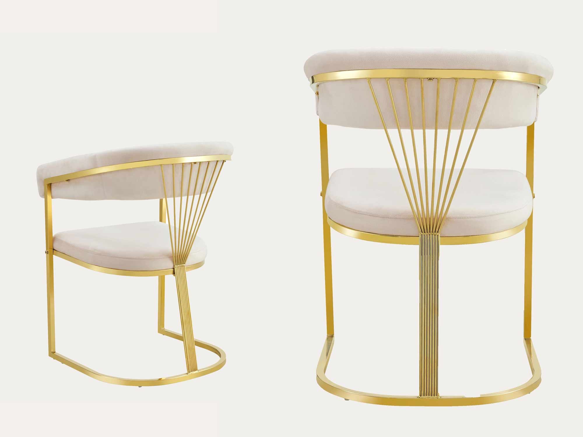 Britanny - Velours Beige / Metal Or