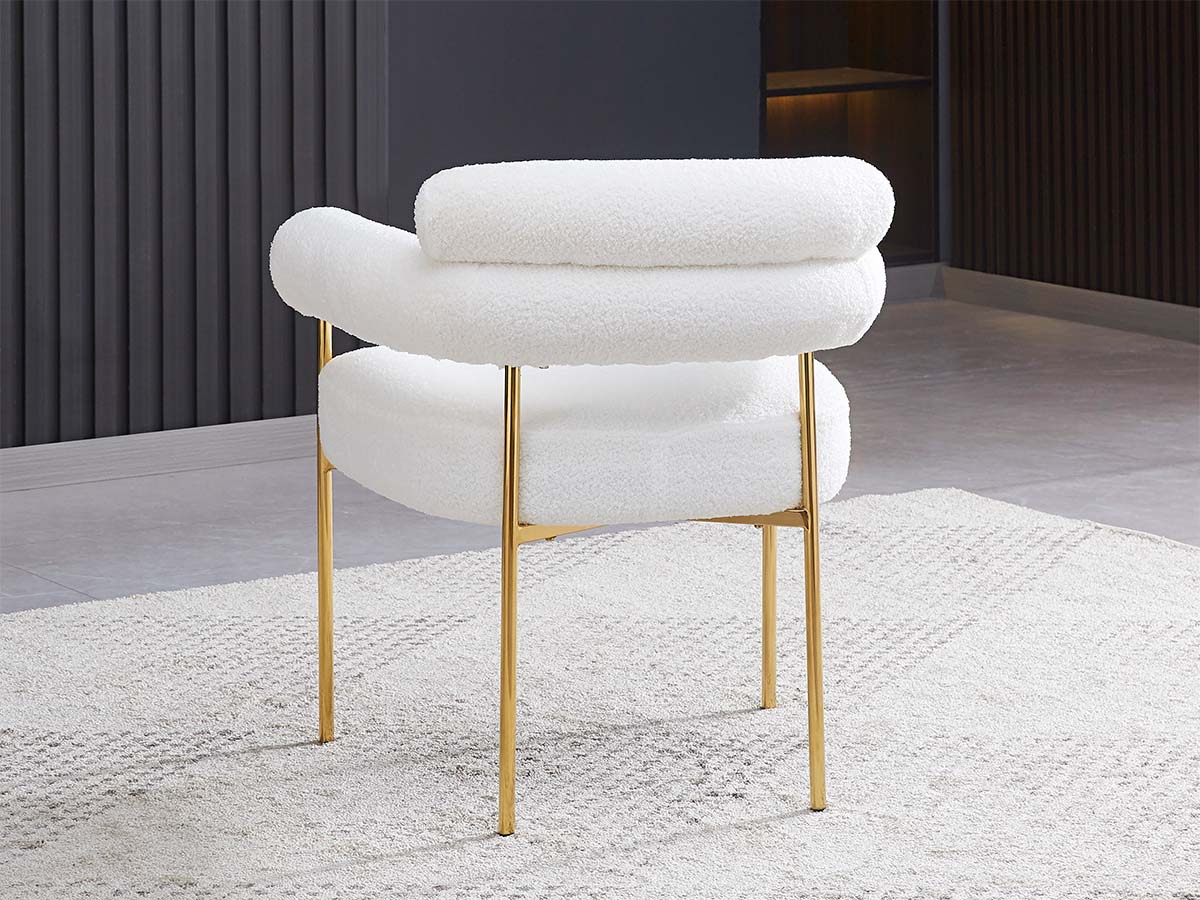 Bubble avec accoudoir - velours beige | Métal or