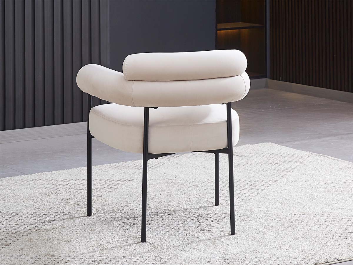 Bubble avec accoudoir - velours beige | Métal noir
