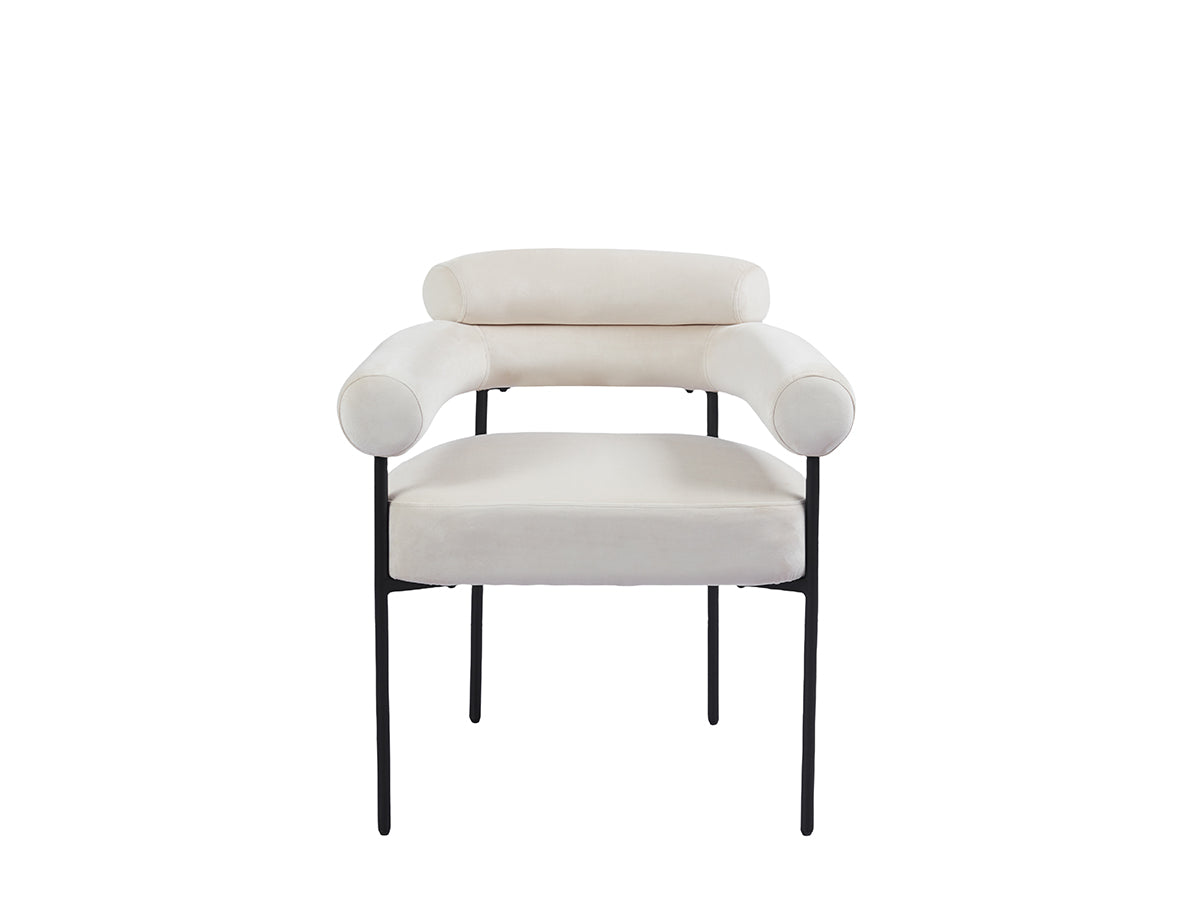 Bubble avec accoudoir - velours beige | Métal noir