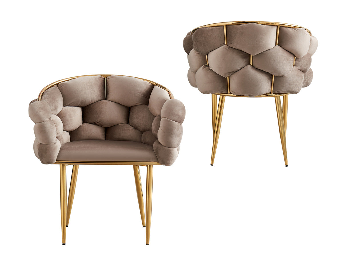 Ballon - velours Taupe | métal or