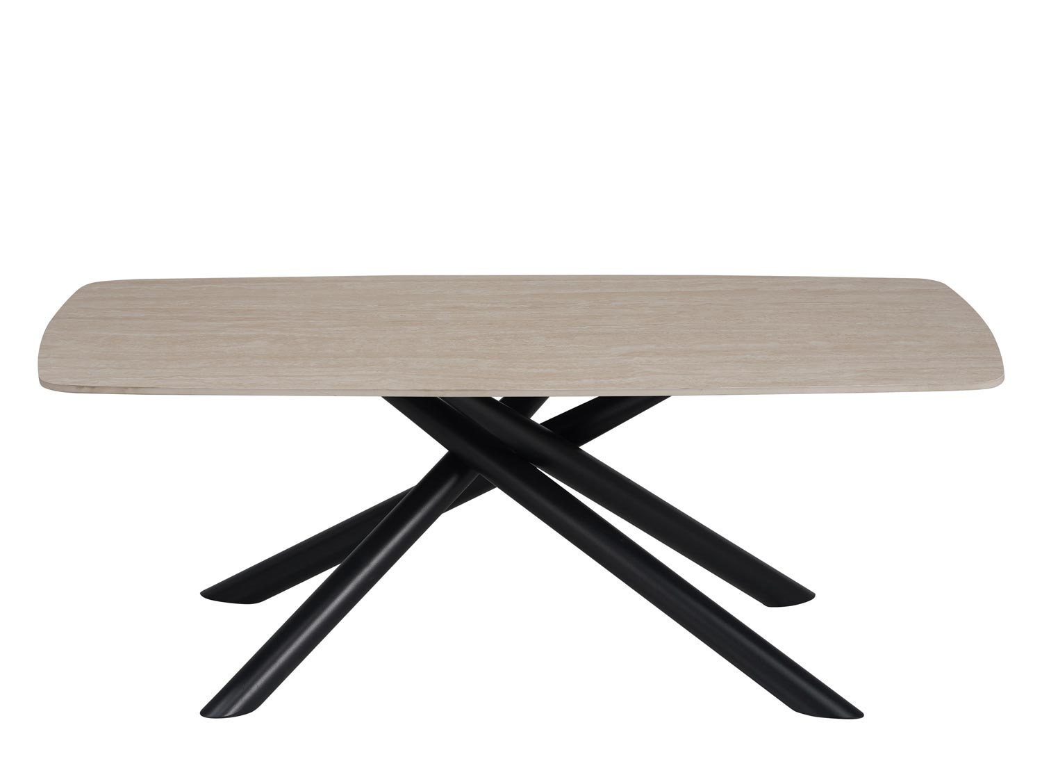 Nysa | Métal noir Plateau céramique travertin