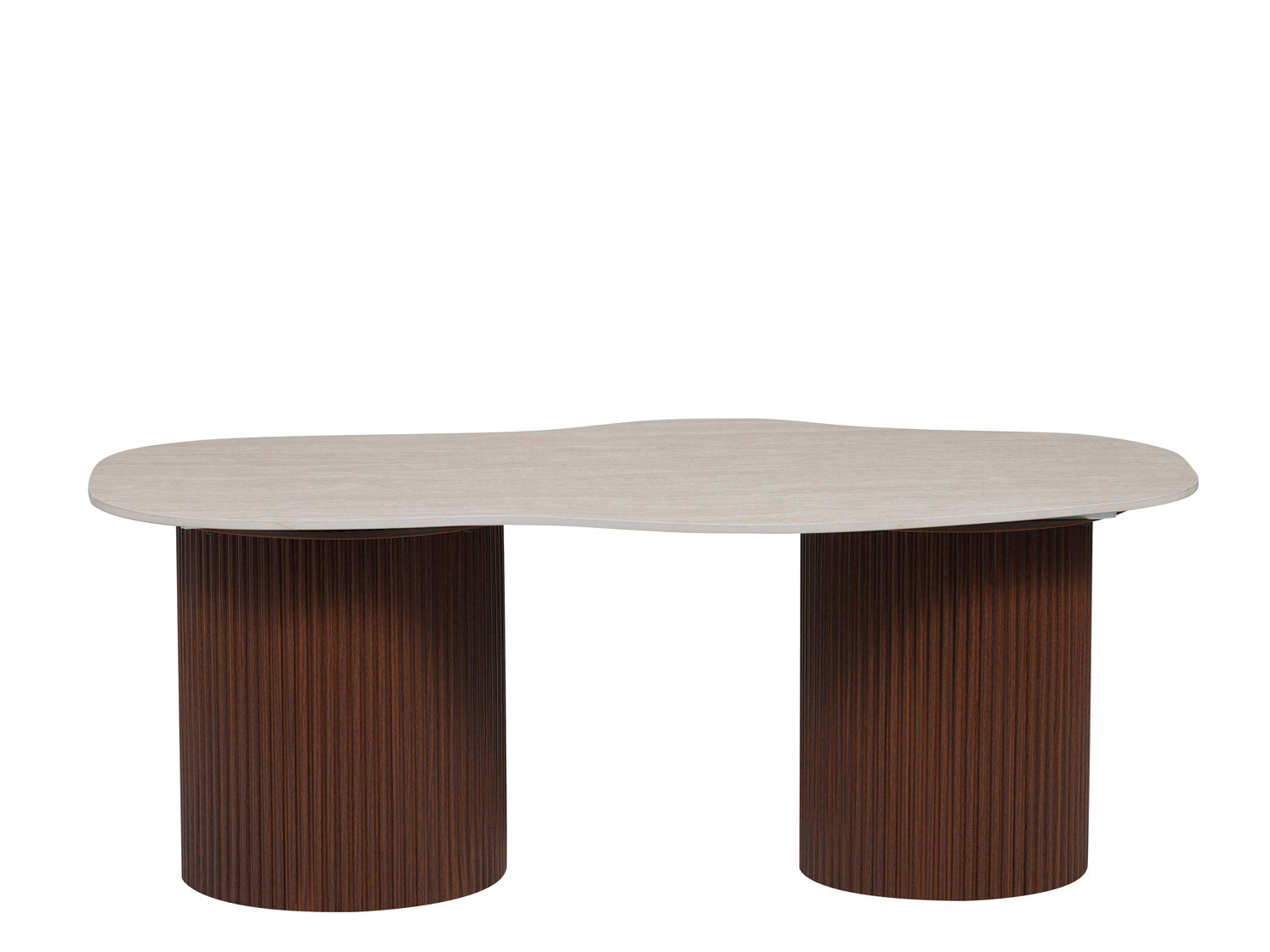 Niki | Bois noyer Plateau céramique travertin