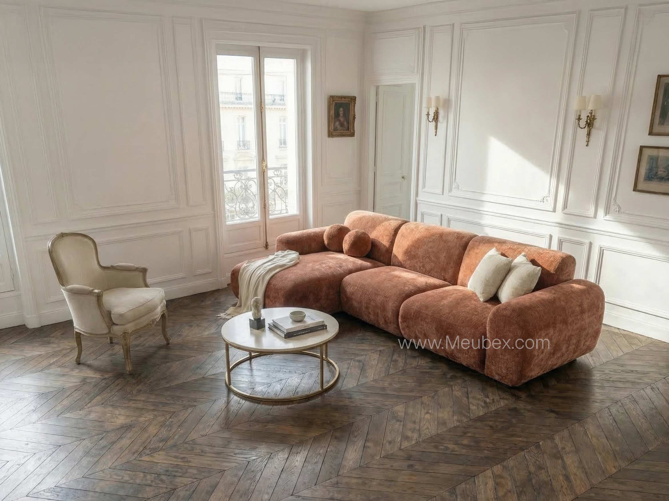 CLOUD Terracotta - Tissu Velours Croco