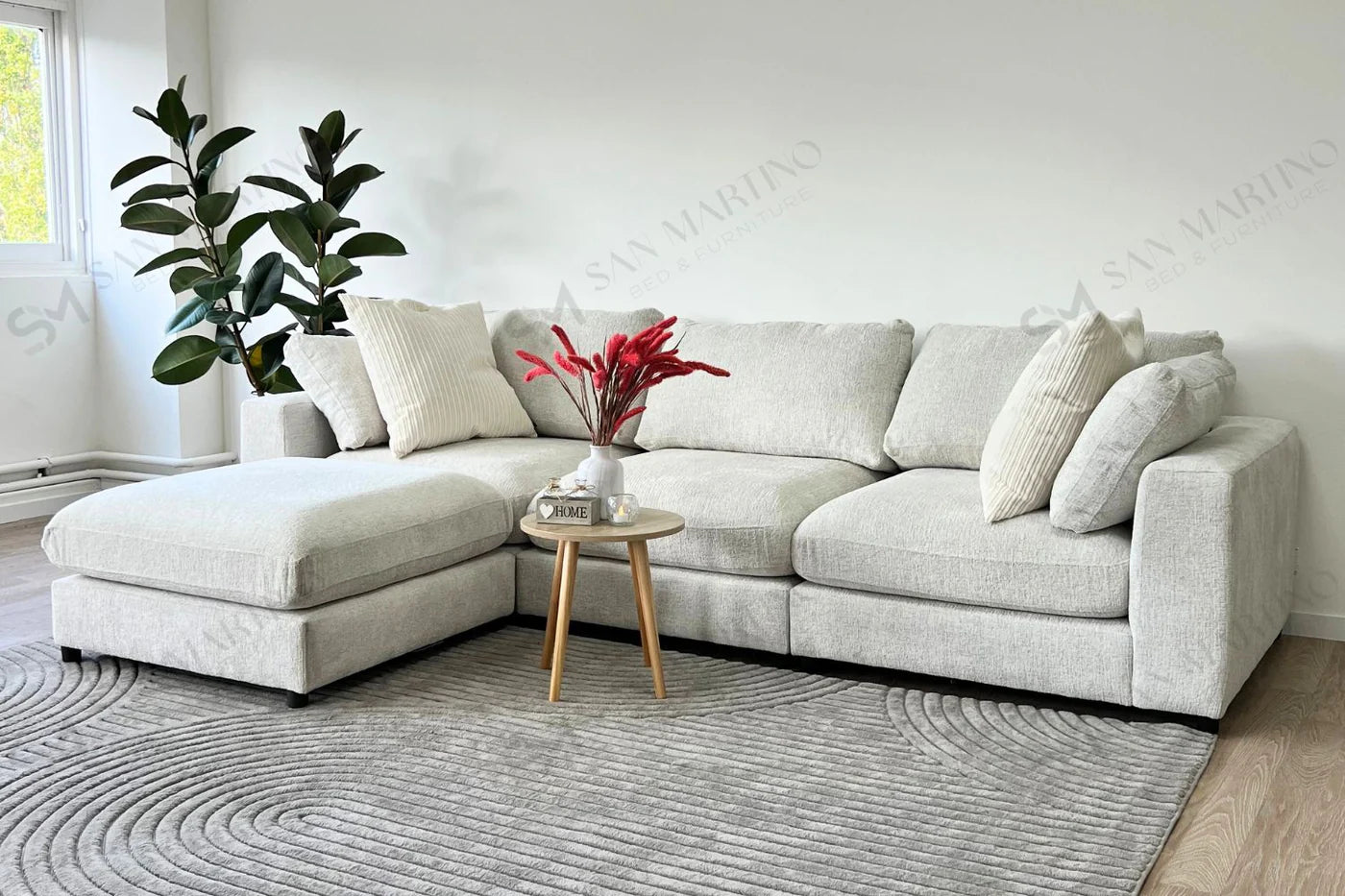 Julia | Tissu Chenille 3+1 pouf