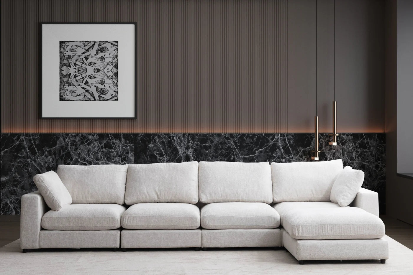 Julia | Tissu Chenille 4+1 pouf