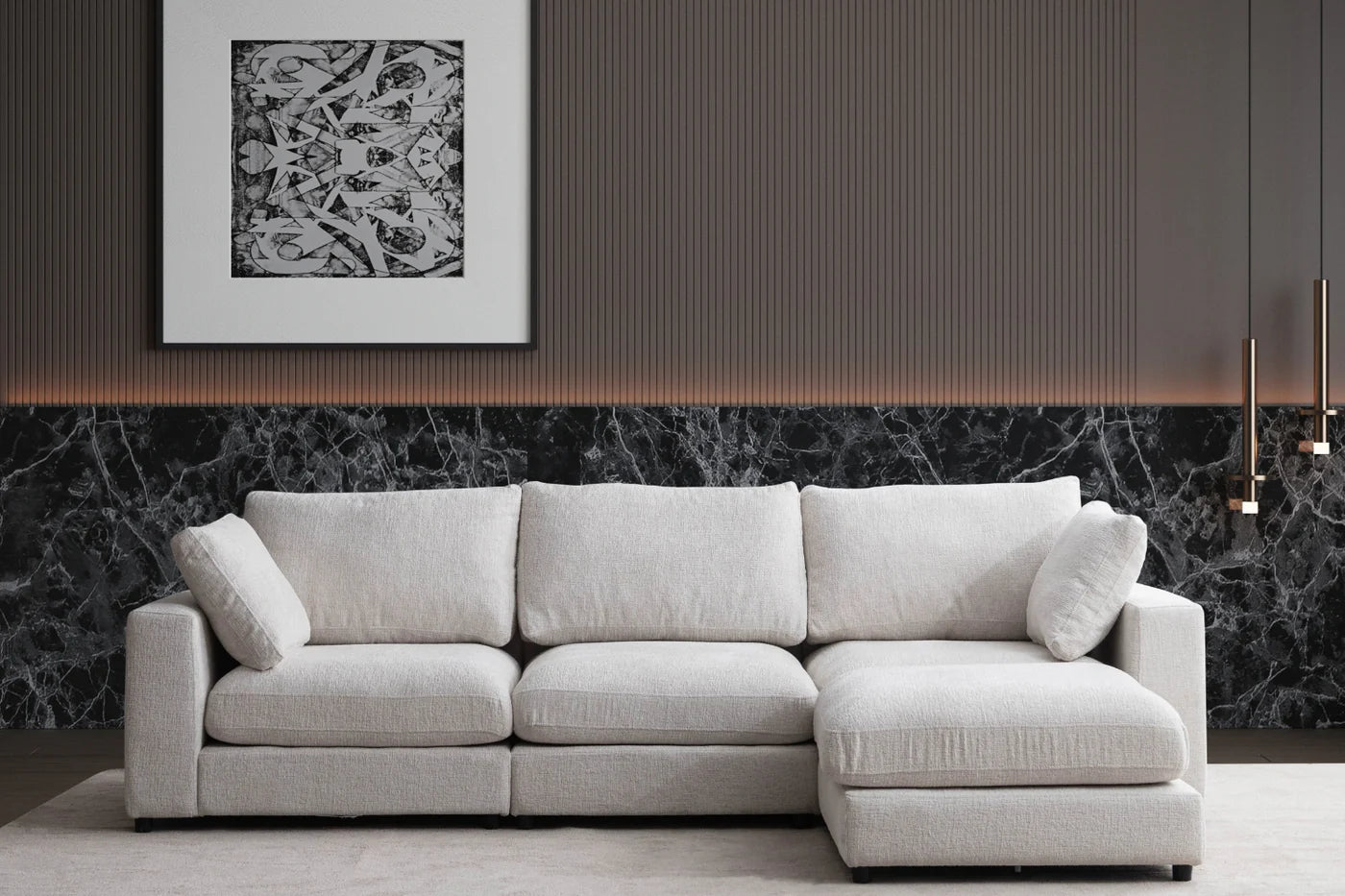Julia | Tissu Chenille 3+1 pouf
