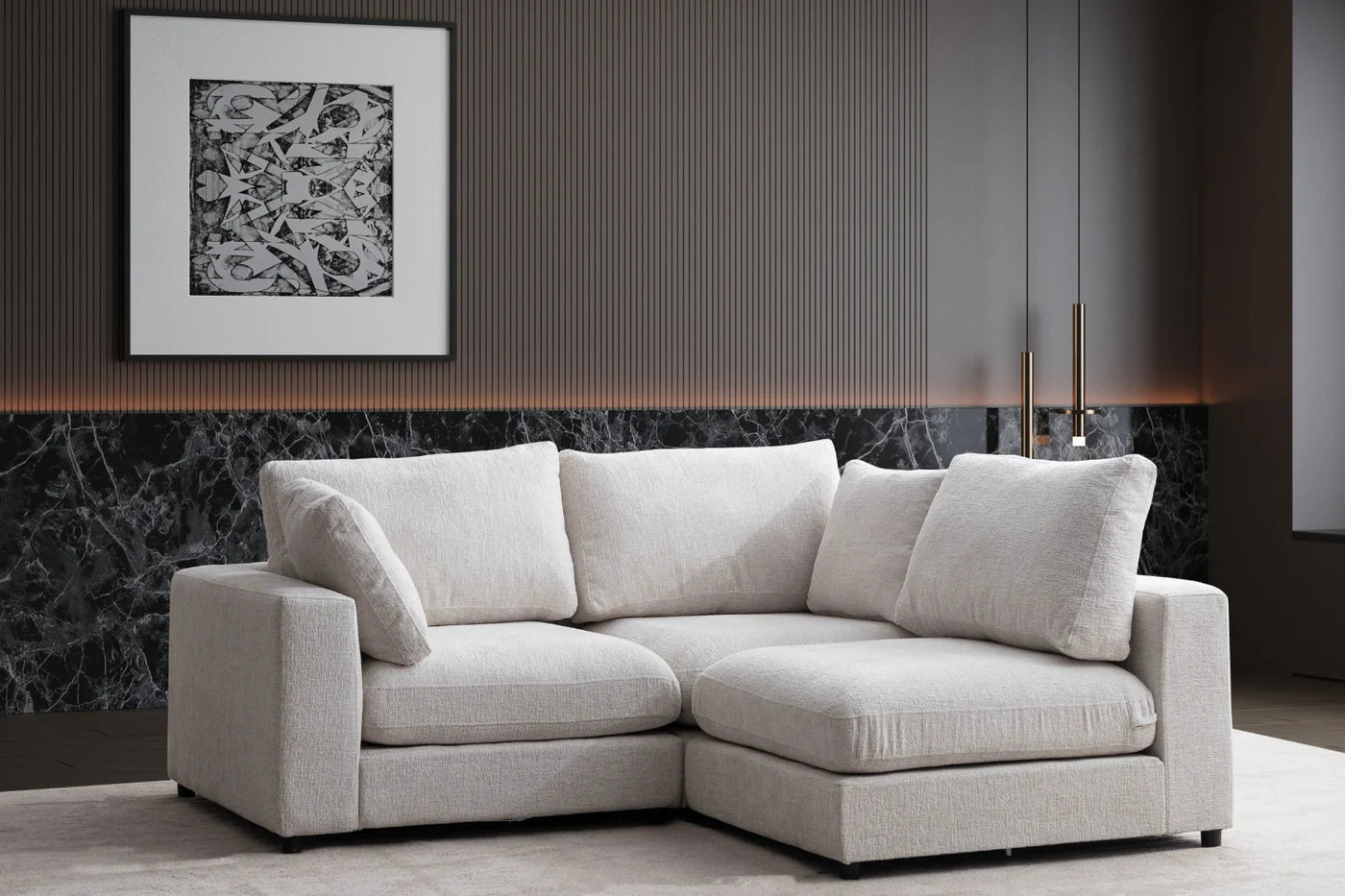Julia | Tissu Chenille 3+1 pouf