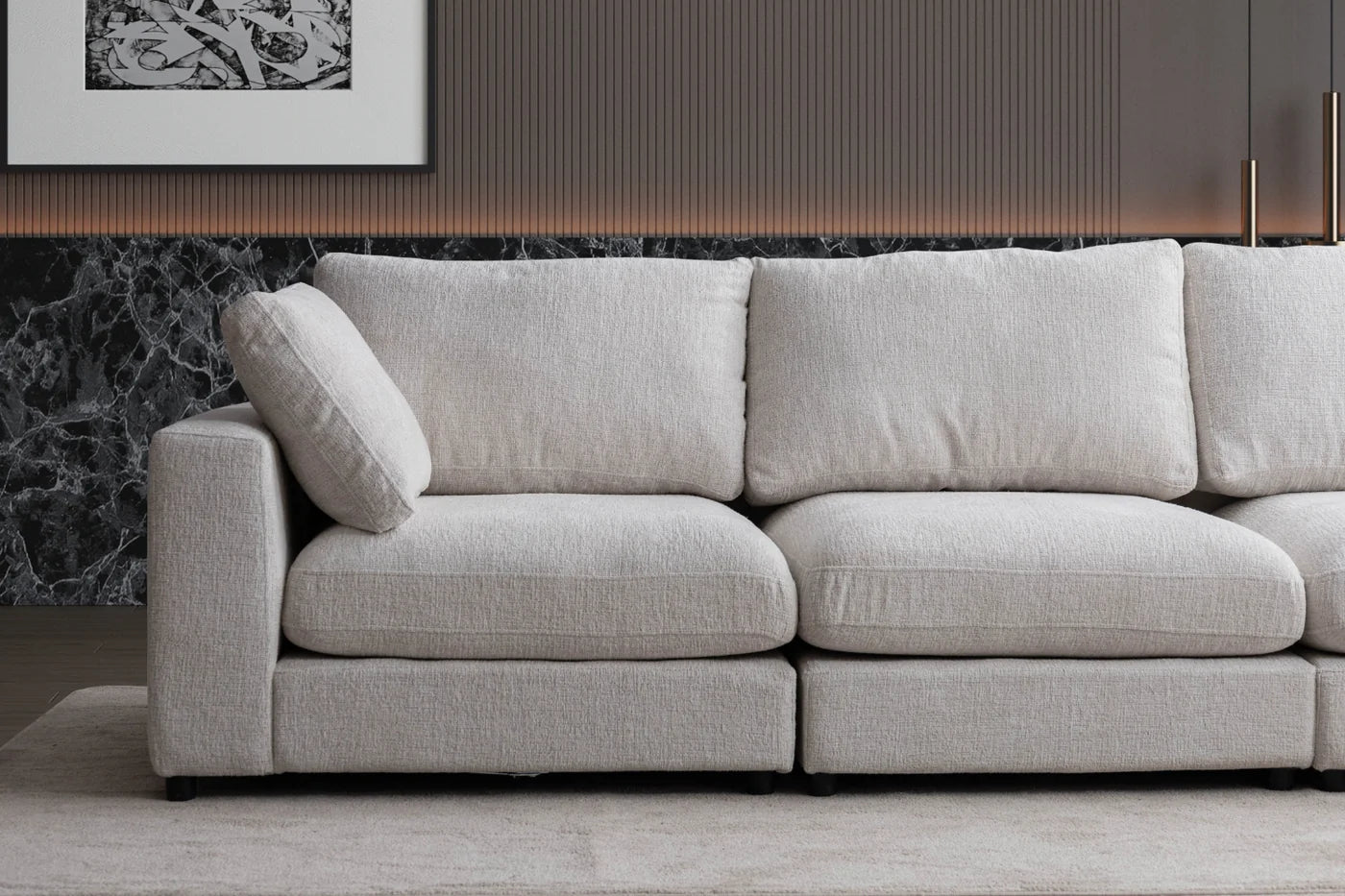 Julia | Tissu Chenille 4+1 pouf