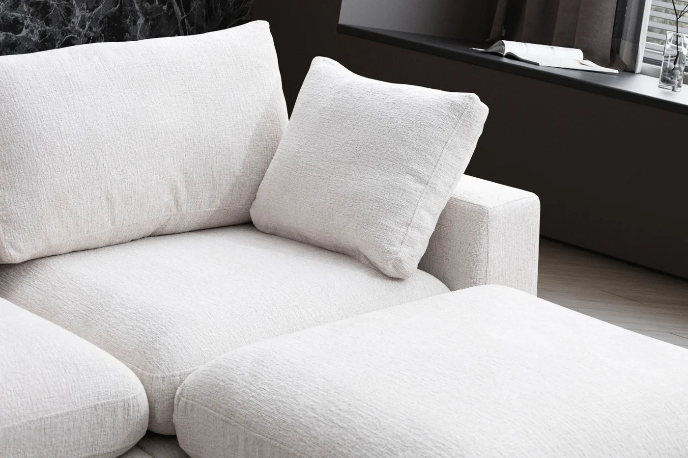 Julia | Tissu Chenille 4+1 pouf