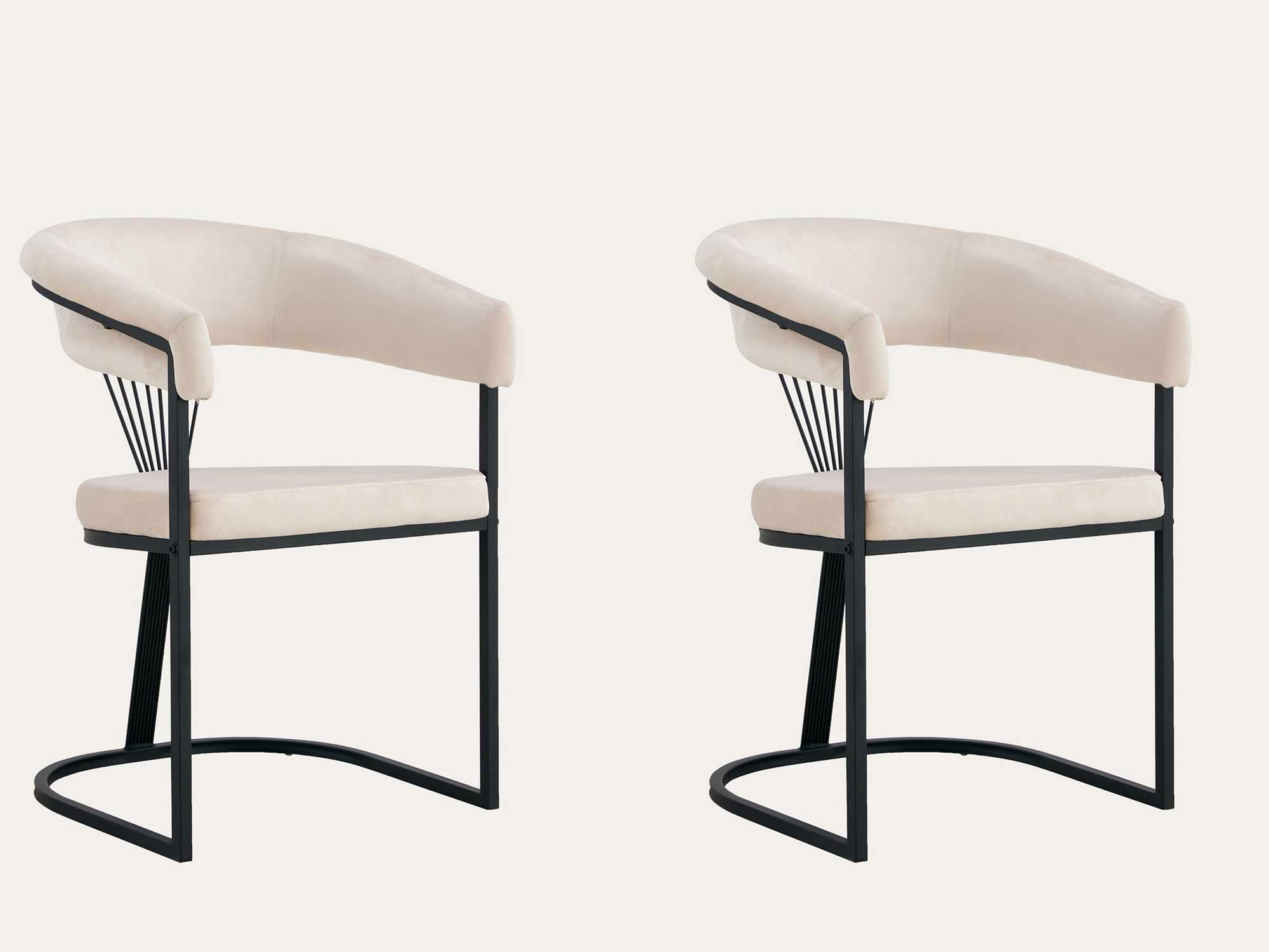Britanny - Velours Beige / Metal noir
