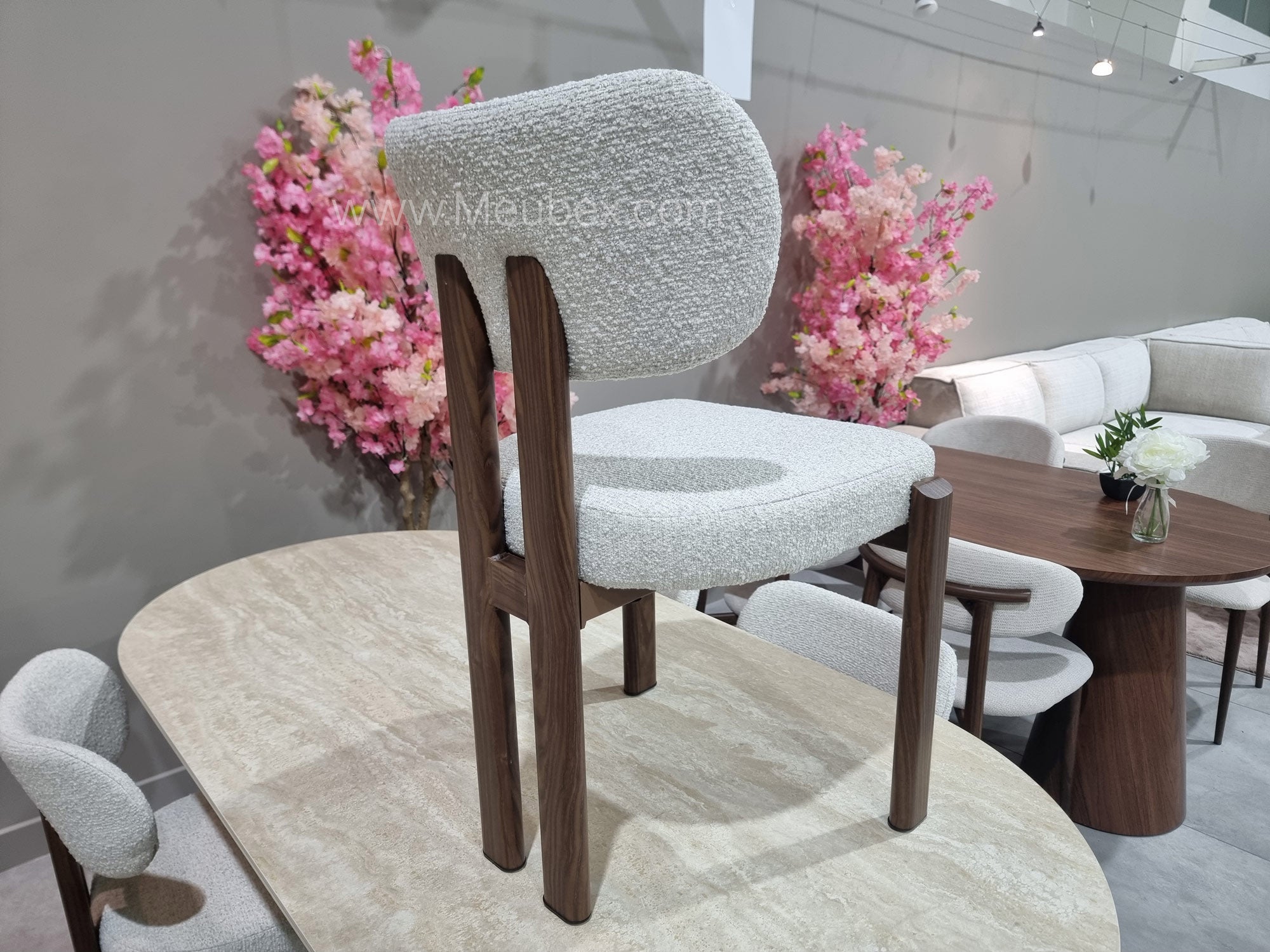 Ensemble Calypso Bicolor 180cm   + 4 chaises Hera Noyer Chenille
