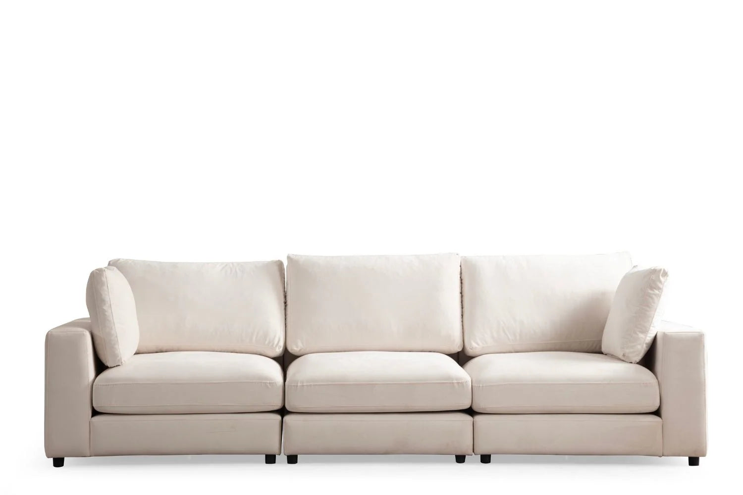 Julia | Velours Blanc cassé 3+1 pouf