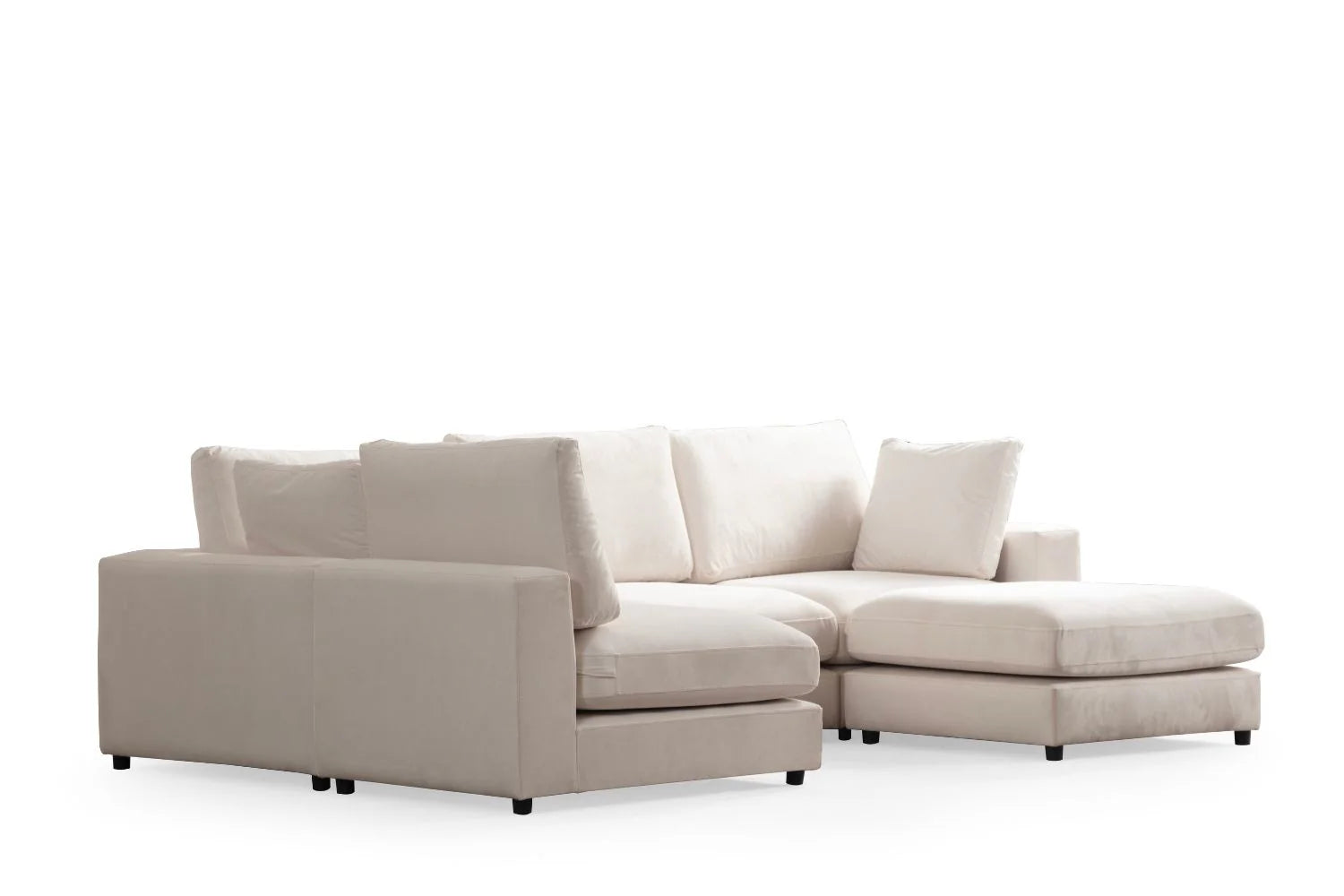 Julia | Velours Blanc cassé 4+1 pouf