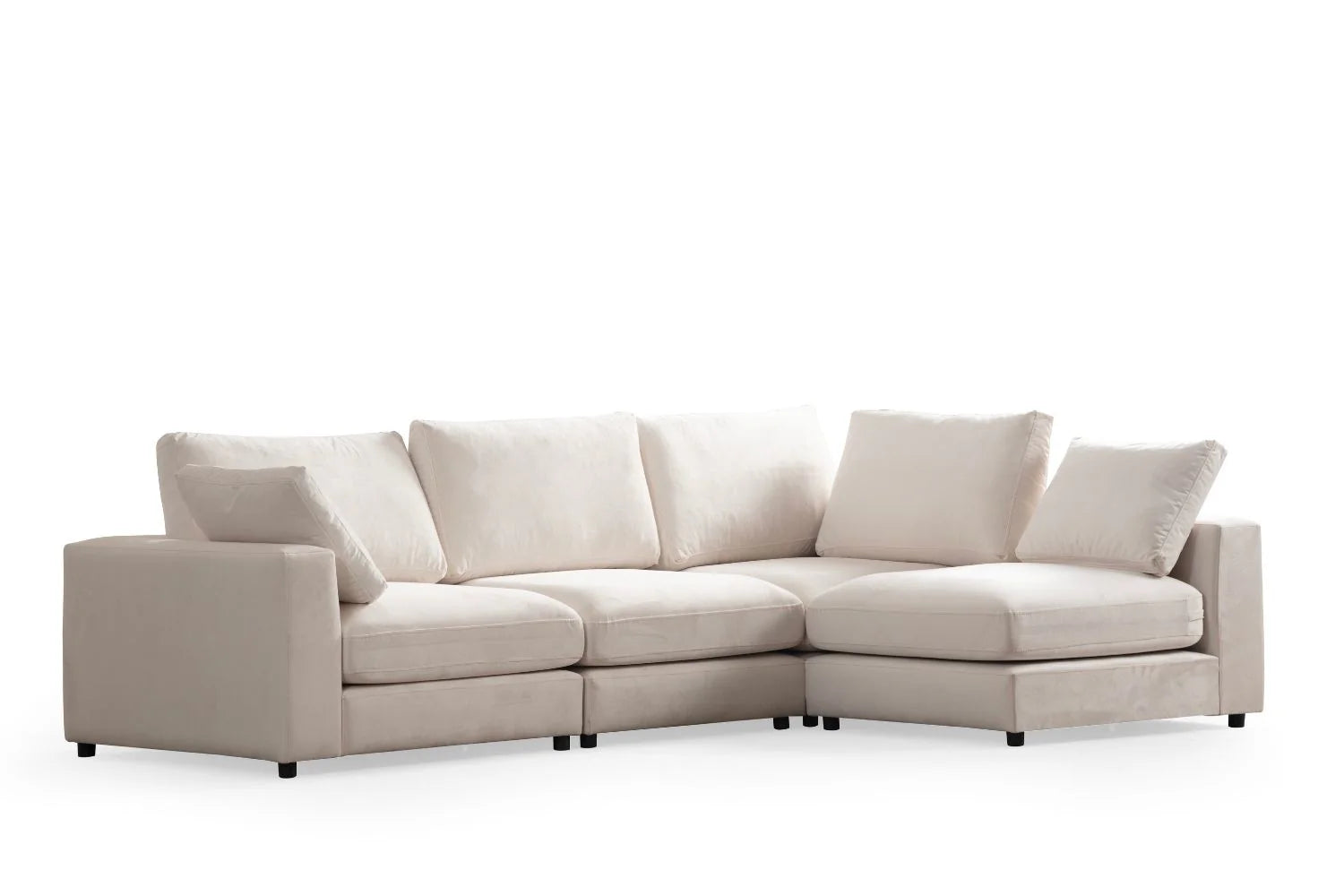 Julia | Velours Blanc cassé 4+1 pouf