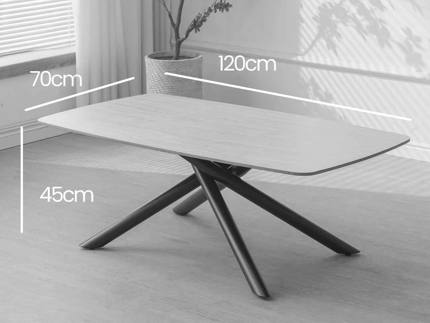 Nysa | Métal noir Plateau céramique travertin