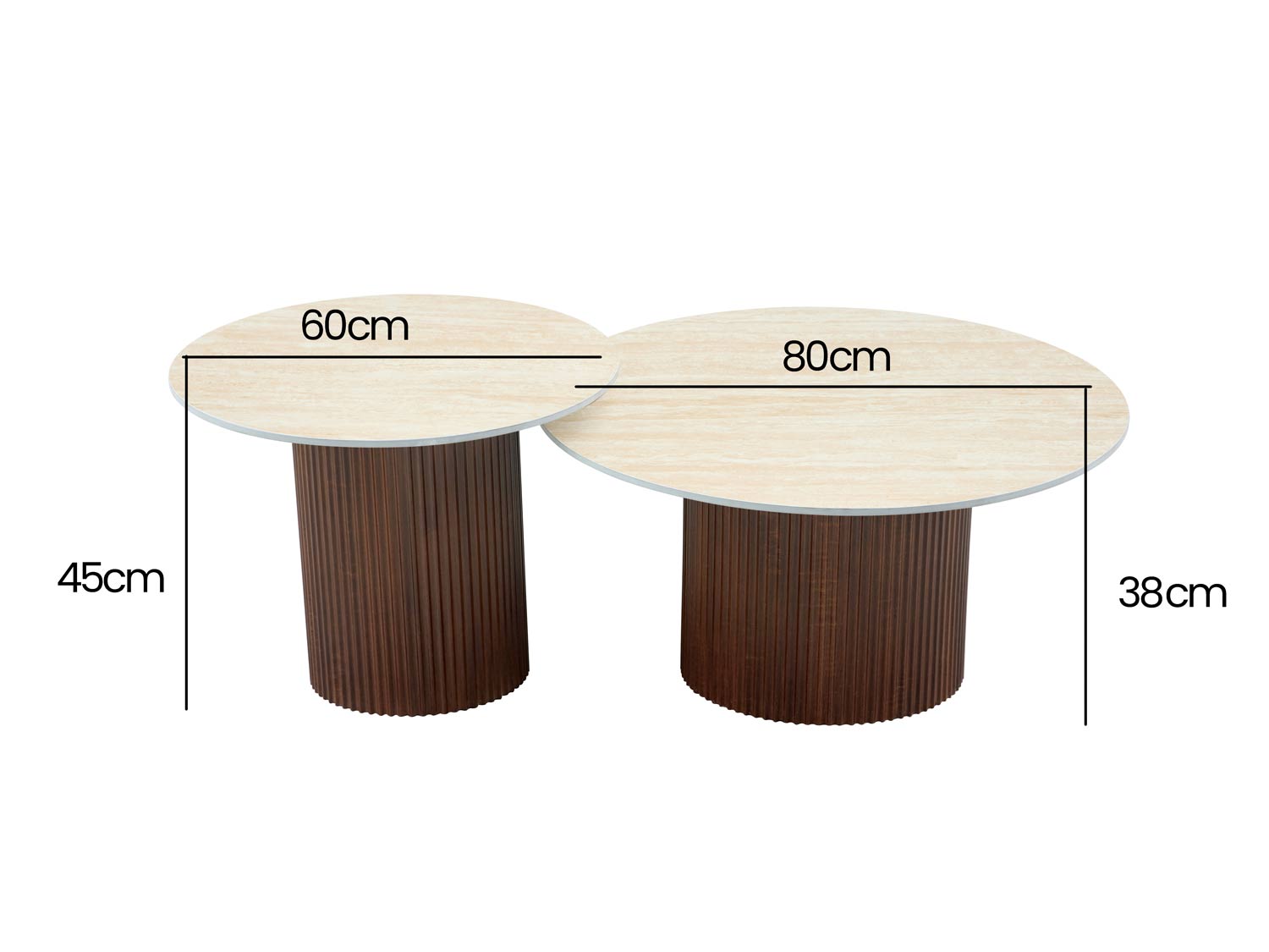 Mina | Bois noyer Plateau céramique effet travertin