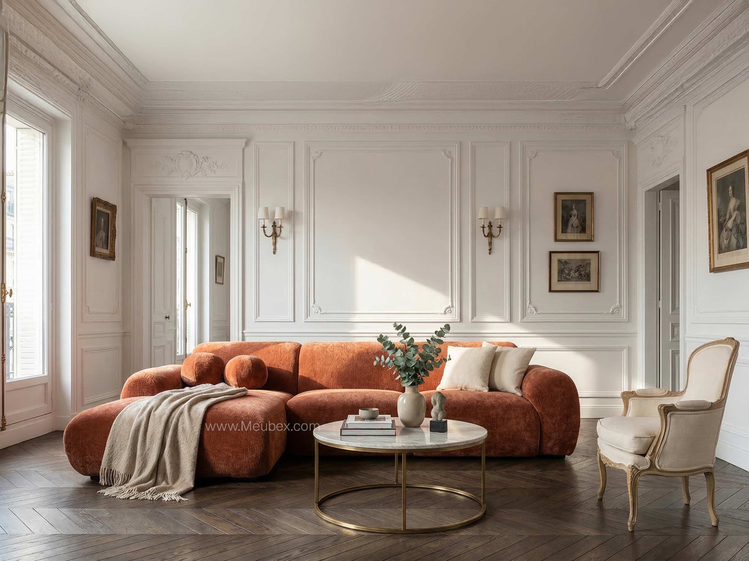 CLOUD Terracotta  - Tissu Velours Croco