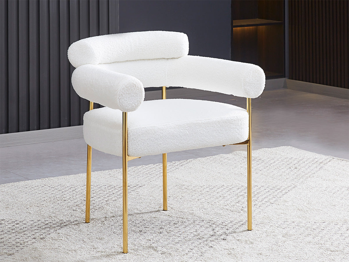 Bubble avec accoudoir - velours beige | Métal or