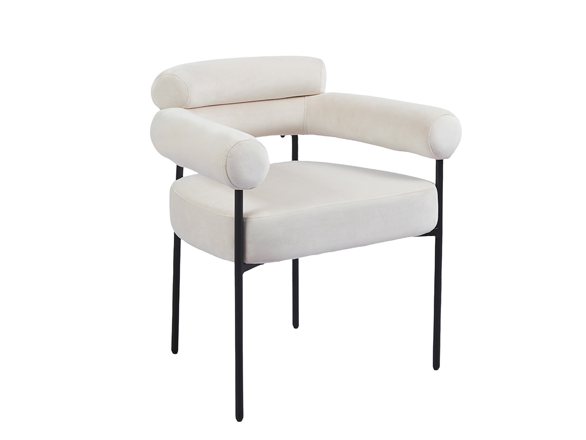 Bubble avec accoudoir - velours beige | Métal noir
