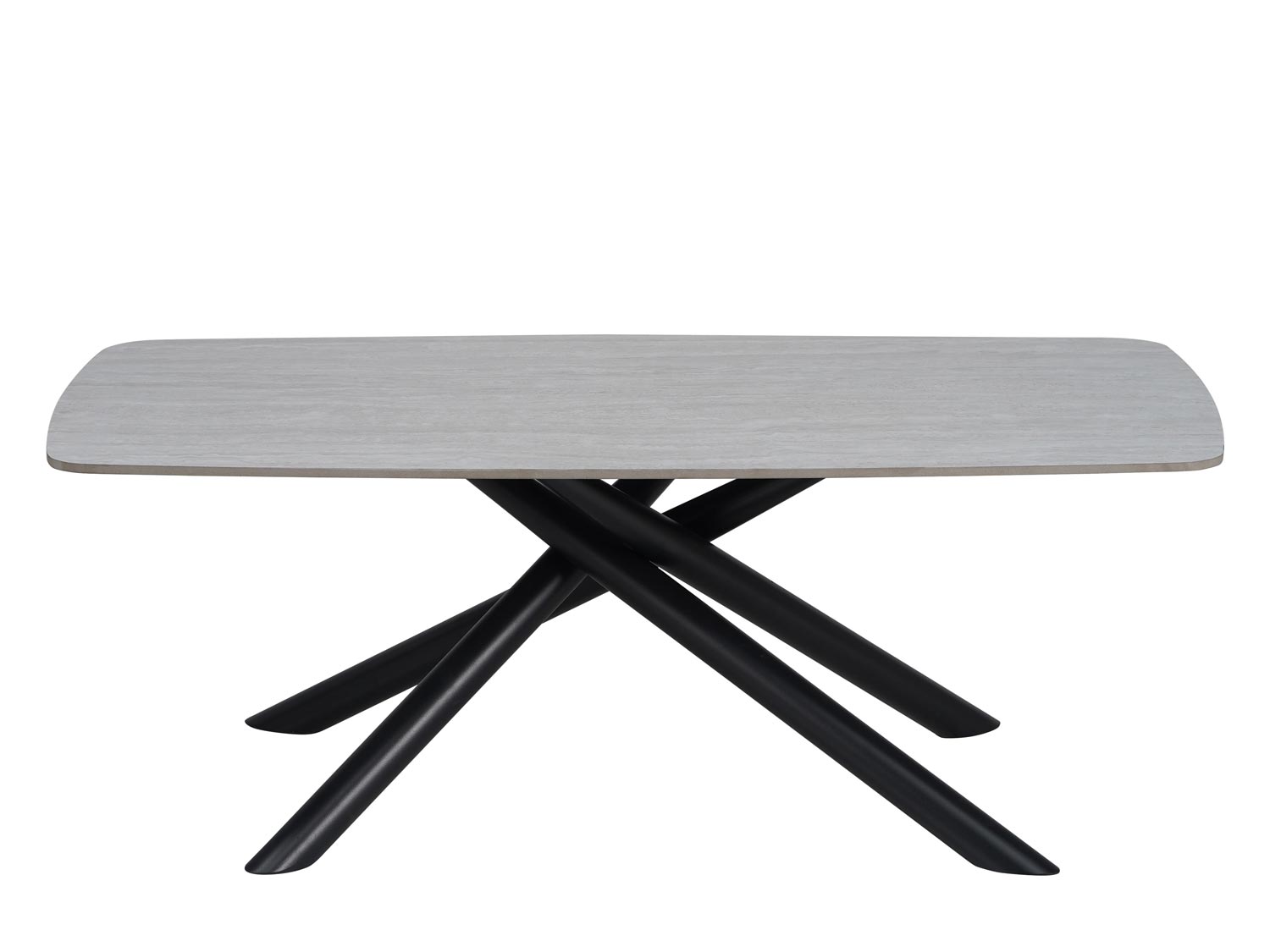 Nysa | Métal noir Plateau céramique travertin blanc