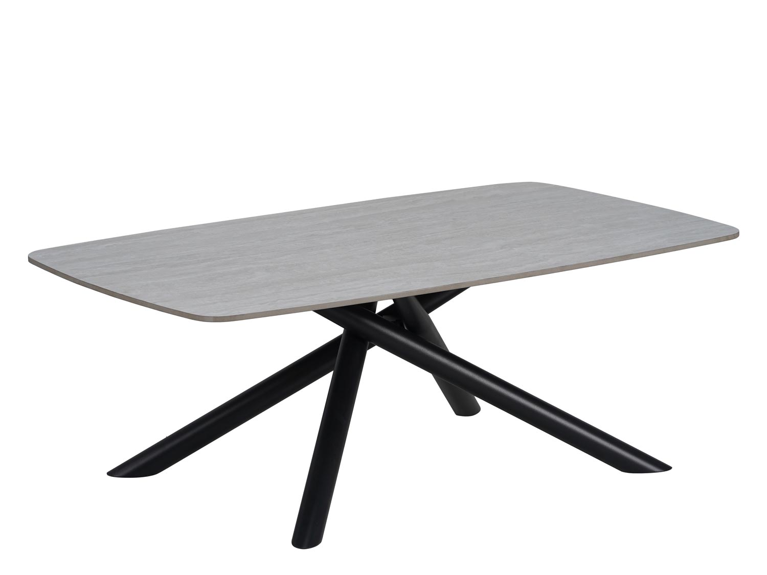 Nysa | Métal noir Plateau céramique travertin blanc