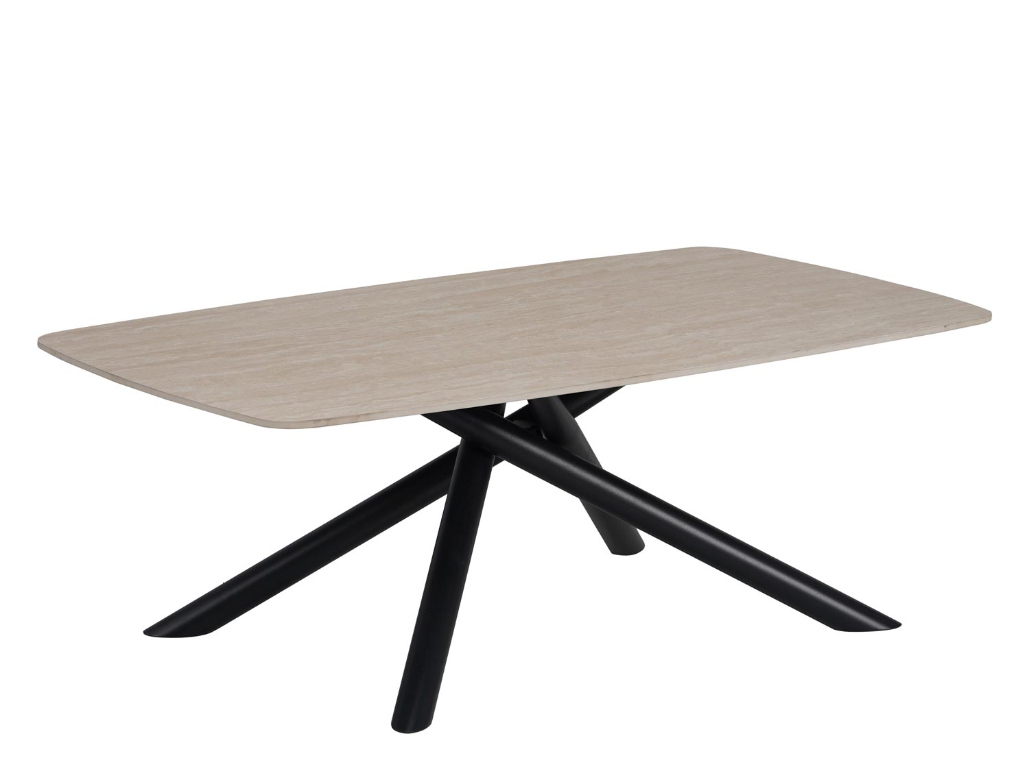 Nysa | Métal noir Plateau céramique travertin