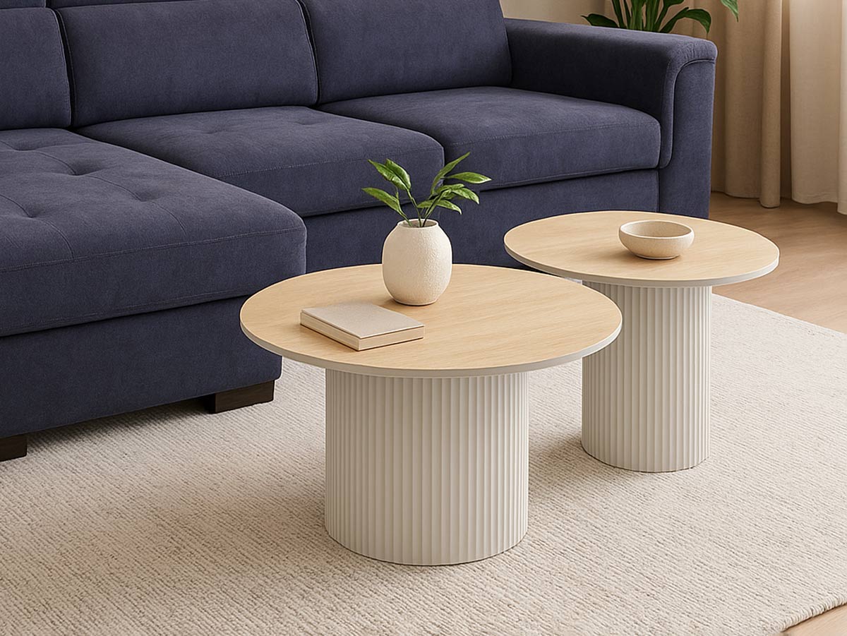 Mina | Bois Blanc  Plateau céramique effet travertin