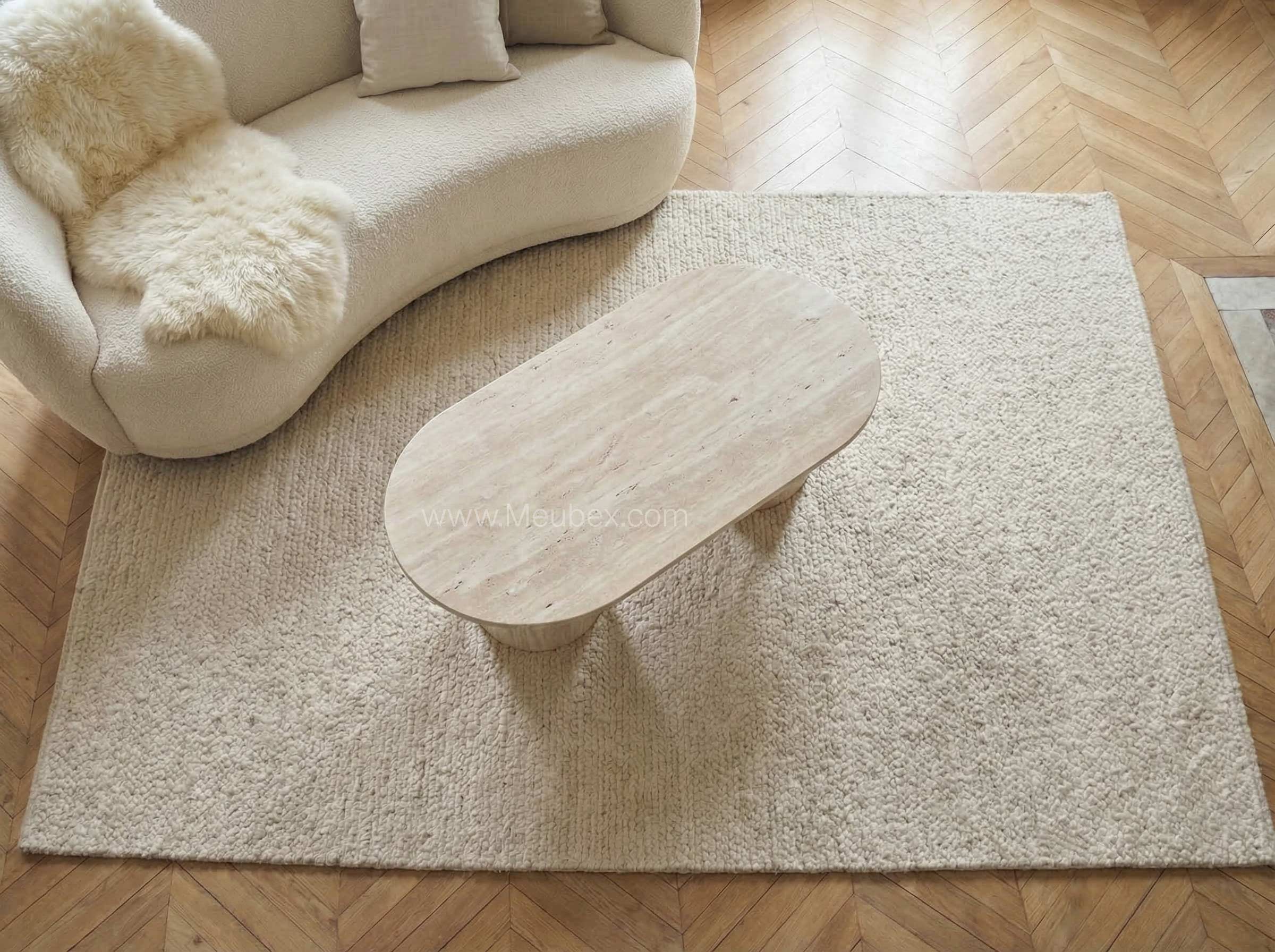Iconic | Bois mdf , Plateau en céramique effet travertin