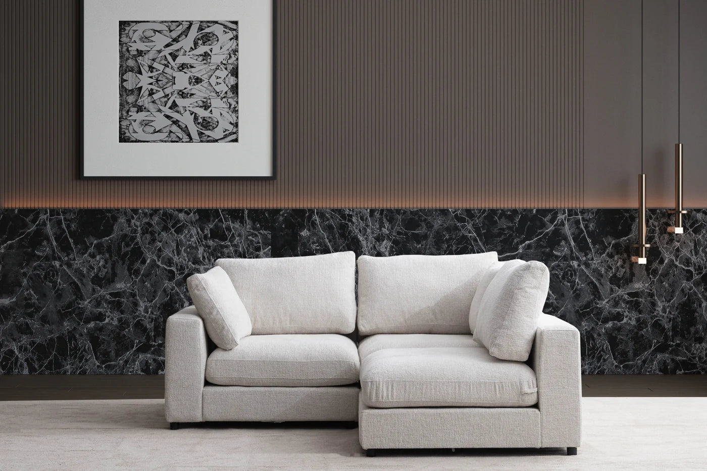 Julia | Tissu Chenille 3+1 pouf