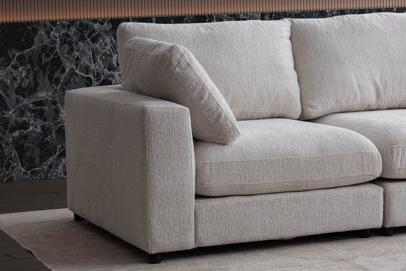 Julia | Tissu Chenille 3+1 pouf