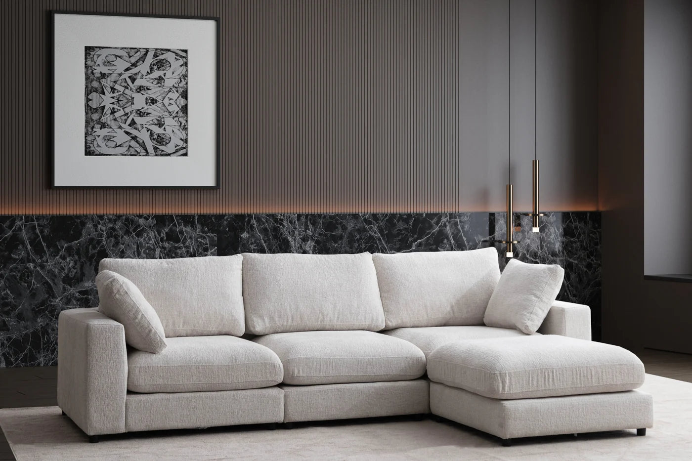 Julia | Tissu Chenille 3+1 pouf