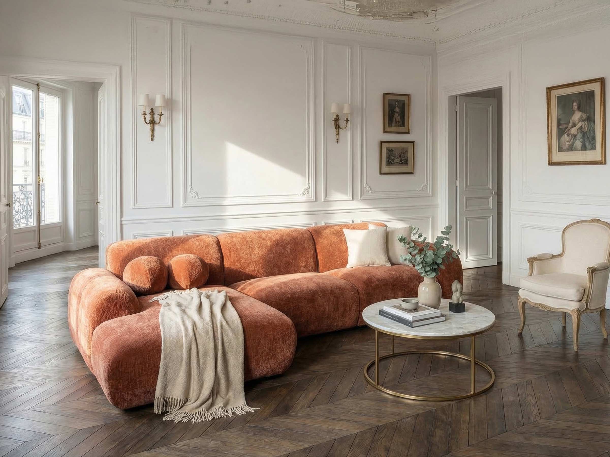 CLOUD Terracotta  - Tissu Velours Croco