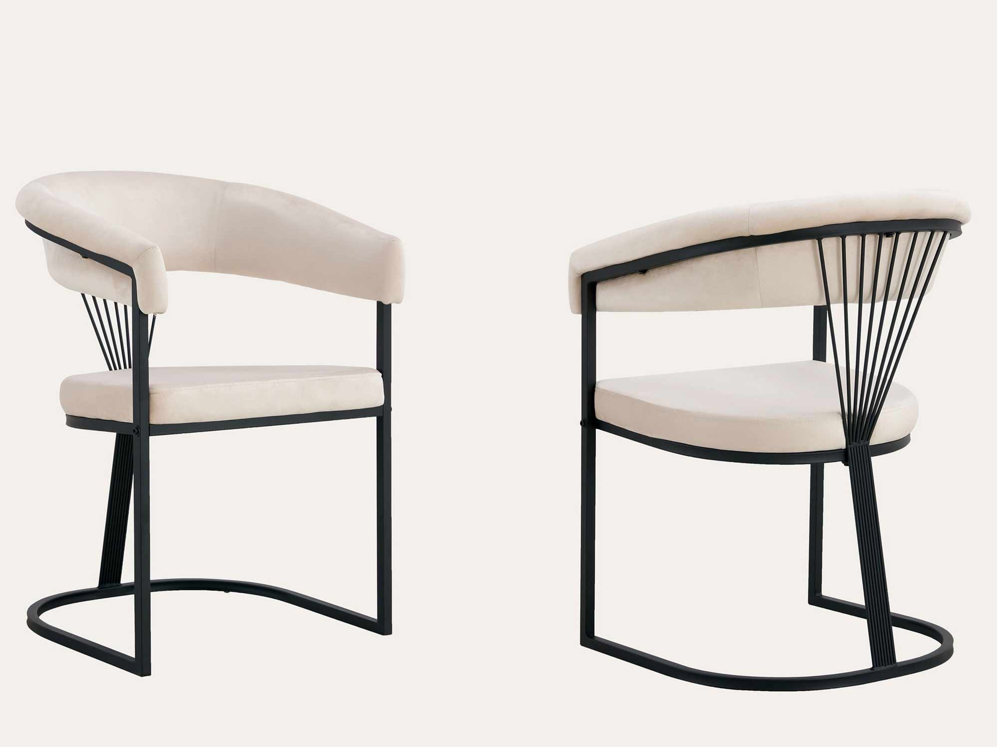 Britanny - Velours Beige / Metal noir